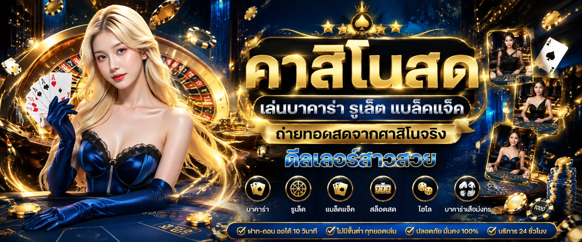 ห้องคาสิโนออนไลน์สด บาคาร่าและรูเล็ต ถ่ายทอดสดจากบ่อนจริง
